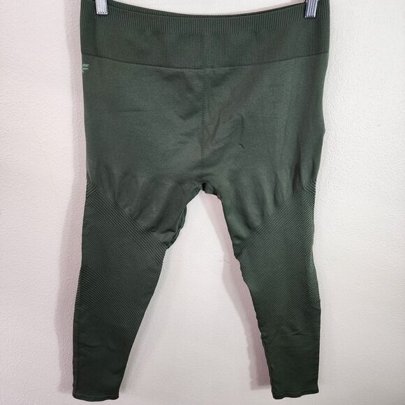 Fabletics Size Large High Rise Seamless Crop Moto Leggings Pants Dark Green - Picture 1 of 7